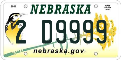 NE license plate 2D9999