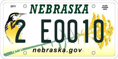 NE license plate 2E0010