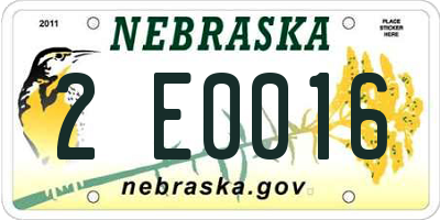 NE license plate 2E0016