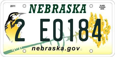 NE license plate 2E0184