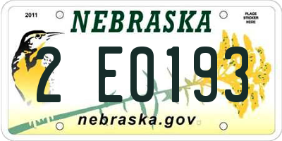 NE license plate 2E0193