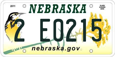 NE license plate 2E0215