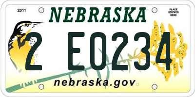 NE license plate 2E0234