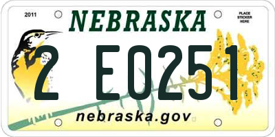 NE license plate 2E0251