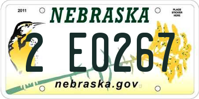 NE license plate 2E0267