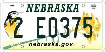 NE license plate 2E0375