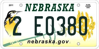 NE license plate 2E0380