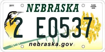 NE license plate 2E0537