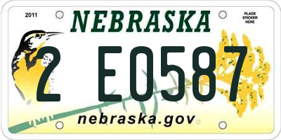 NE license plate 2E0587