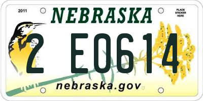 NE license plate 2E0614