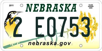 NE license plate 2E0753