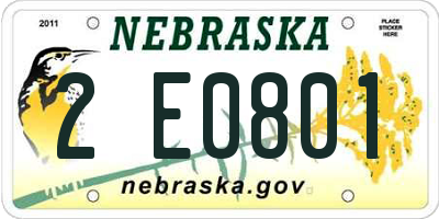 NE license plate 2E0801