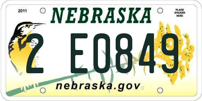 NE license plate 2E0849