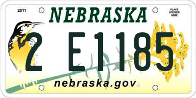 NE license plate 2E1185