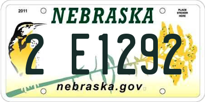 NE license plate 2E1292