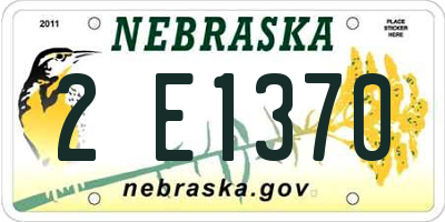 NE license plate 2E1370