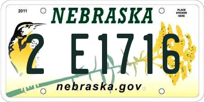 NE license plate 2E1716