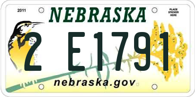 NE license plate 2E1791
