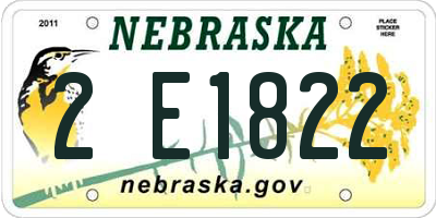 NE license plate 2E1822