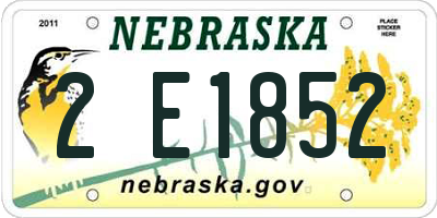 NE license plate 2E1852