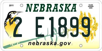 NE license plate 2E1899