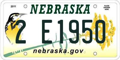 NE license plate 2E1950