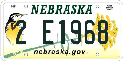 NE license plate 2E1968