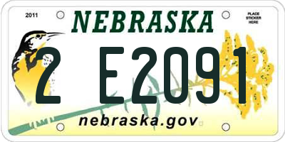 NE license plate 2E2091