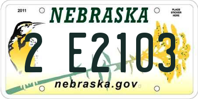 NE license plate 2E2103