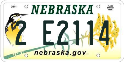 NE license plate 2E2114