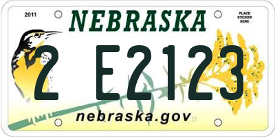 NE license plate 2E2123