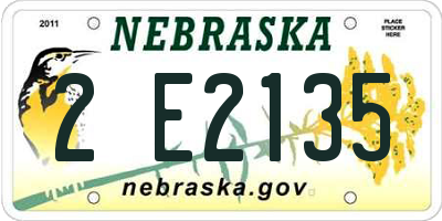 NE license plate 2E2135