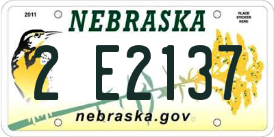 NE license plate 2E2137