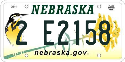 NE license plate 2E2158