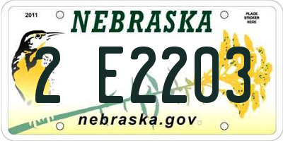 NE license plate 2E2203