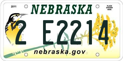 NE license plate 2E2214