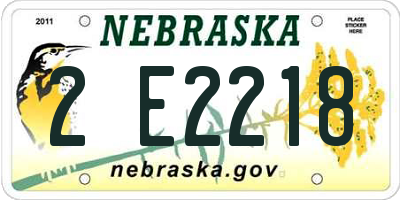 NE license plate 2E2218