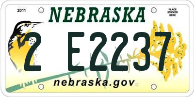 NE license plate 2E2237