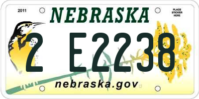 NE license plate 2E2238