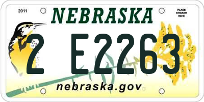 NE license plate 2E2263