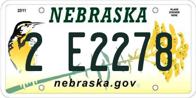 NE license plate 2E2278