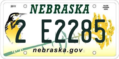 NE license plate 2E2285