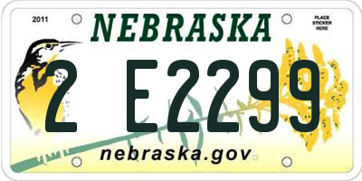 NE license plate 2E2299