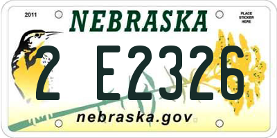 NE license plate 2E2326