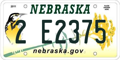 NE license plate 2E2375
