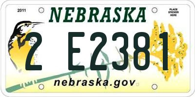 NE license plate 2E2381