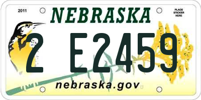 NE license plate 2E2459