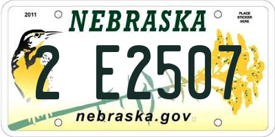 NE license plate 2E2507
