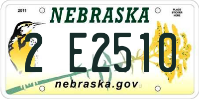 NE license plate 2E2510