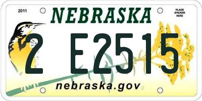NE license plate 2E2515